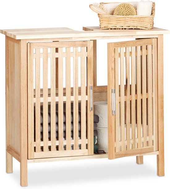 Relaxdays Waschtischunterschrank - 61,5 x 66 x 29 cm - Nussbaum - 2 Türen