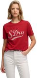 Superdry - Varsity Script T-shirt - Dames - T-shirts - Rood - XXS