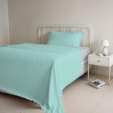 Italian Bed Linen Beddengoed in natuurlijke kleur (vlak 180x300, hoeslaken 120x200 cm + kussensloop 52x82 cm), flessengroen, lichtgrijs, klein tweepersoonsbed