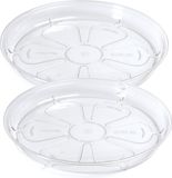 Merkloos Opvangschaal/onderschaal bloempot/plantenpot - 4x - transparant - rond - Dia 14 cm