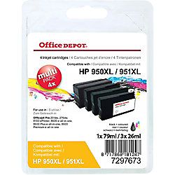 Office Depot Compatibel HP 950XL, 951XL Inktcartridge C2P43AE Zwart, cyaan, magenta, geel 4 Stuks