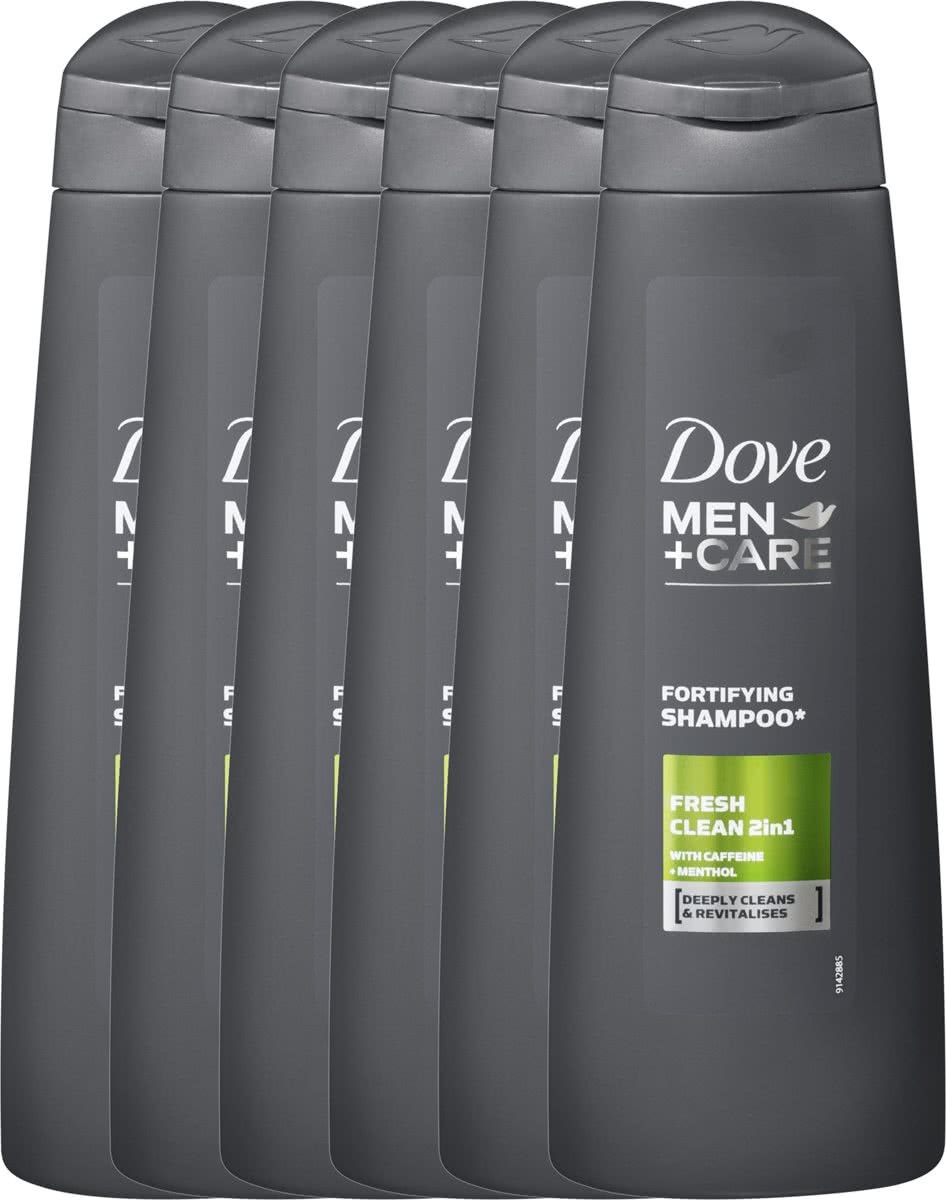 Dove Men+Care Fresh Clean 2 in 1 6 x 250 ml Shampoo Voordeelverpakking