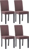 CLP Ina Set van 4 Eetkamerstoelen - Zonder armleuning - Hout - Stof - bruin zwart