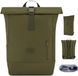 Johnny Urban Rolltop Rugzak Dames & Heren Groen - Robin Large - Dagrugzak met 16 inch laptopvak - Gerecycled PET - 18-22L - Waterafstotend