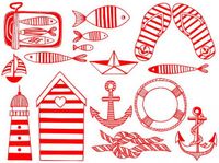 Aladine STAMPO TEXTILE NAVY Hobbystempel voor Volwassenen, Home deco, Set