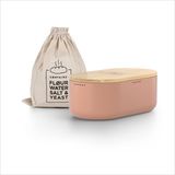 LARS NYSØM Ægte Broodtrommel - Bamboe deksel bruikbaar als snijplank - 36x18,5x13,5cm (Blush Rose)