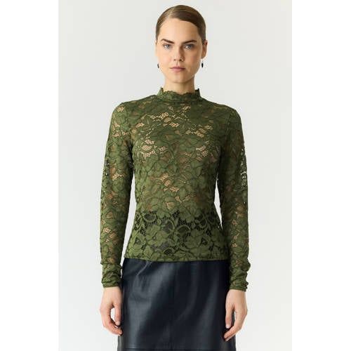 YAS slim fit top - donkergroen