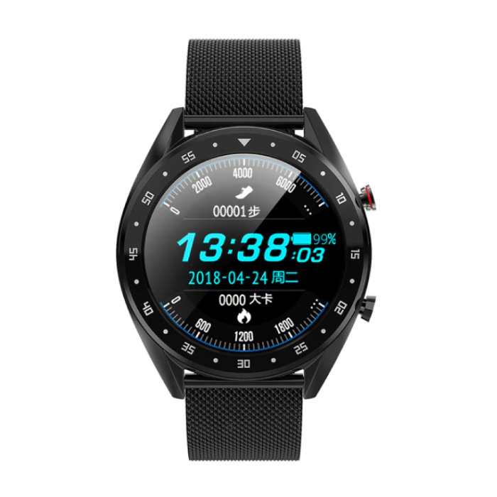 Lemfo Sports Smartwatch Fitness Sport Activity Tracker Smartphone Horloge iOS Android iPhone Samsung Huawei Zwart Metaal