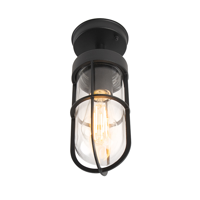 QAZQA Elza - Plafondlamp - 1 lichts - Ã˜ 12 cm - Zwart