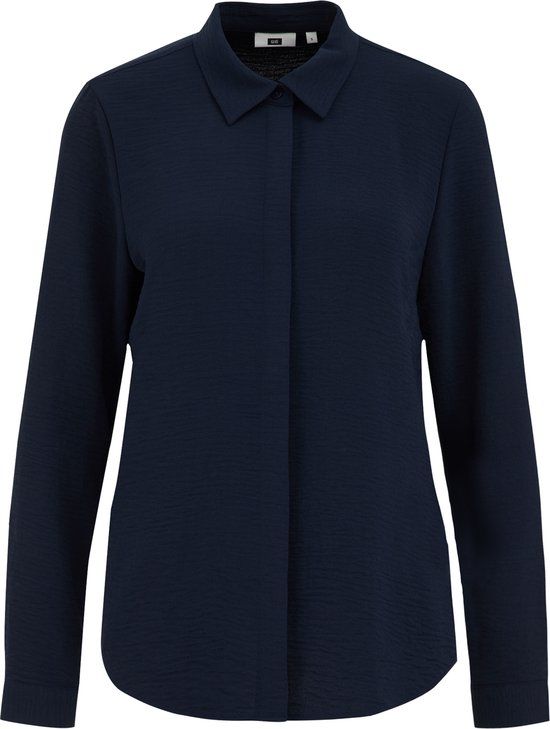 WE Fashion Dames blouse met structuur - Marineblauw - Maat M