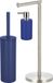 Spirella Badkamer accessoires set - WC-borstel/zeeppompje/rollenhouder - metaal/porselein - donkerblauw