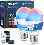 Aigostar Smart LED Lampen E27 Dimbaar - Bluetooth Mesh Verbinding - Google en Alexa - RGB en Warm Wit - 12W - 2 Stuks