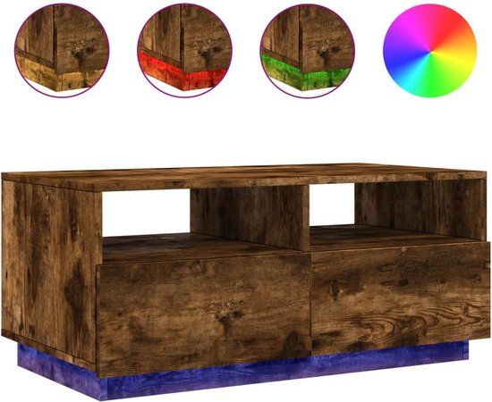 vidaXL Salontafel met LED-verlichting 90x49x40 cm gerookt eikenkleurig
