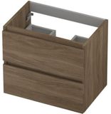INK - Onderkast 2 Laden Greeploos met Houten Keerlijst - 600x400x520 Mm - Zuiver Eiken