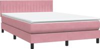 vidaXL Boxspring met matras fluweel roze 140x220 cm