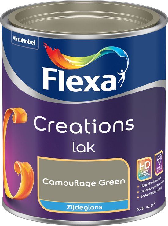 FLEXA Creations - Lak Zijdeglans - 3029 - Camouflage Green - 750 ml - 8711113106962
