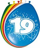 Folat Verjaardagfeest leeftijd ballonnen - 19 jaar - 16x stuks - multi - 30 cm