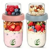 Ensemble de 2 gobelets isolés à double paroi pour flocons d'avoine, capacité de 500 ml + 120 ml