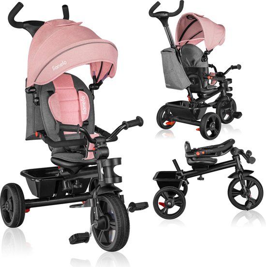 Lionelo Haari Driewieler - 2in1 - Roze/Zwart/Grijs