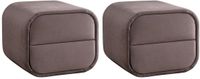 Vente-unique Set van 2 nachtkastjes - 2 lades - Velours - Taupe - VENALORA