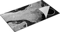 Chefcare Inductie Beschermer Abstracte Kunst Grijs Marmer - Zwart Wit - 95x55 cm