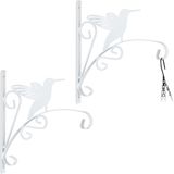 Merkloos Relaxdays plantenhaak met vogel - set van 2 - wit