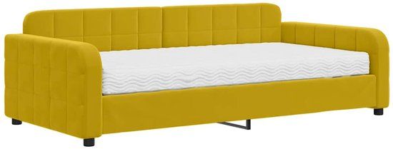 vidaXL Slaapbank met matras 100x200 cm fluweel geel