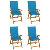 VidaXL Tuinstoelen 4 stuks Gecapitonneerde zitting Acaciahout Blauw