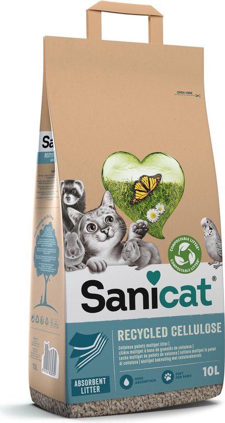 Sanicat Clean & Green Kattenbakvulling - Gerecycled Papier - 10 liter