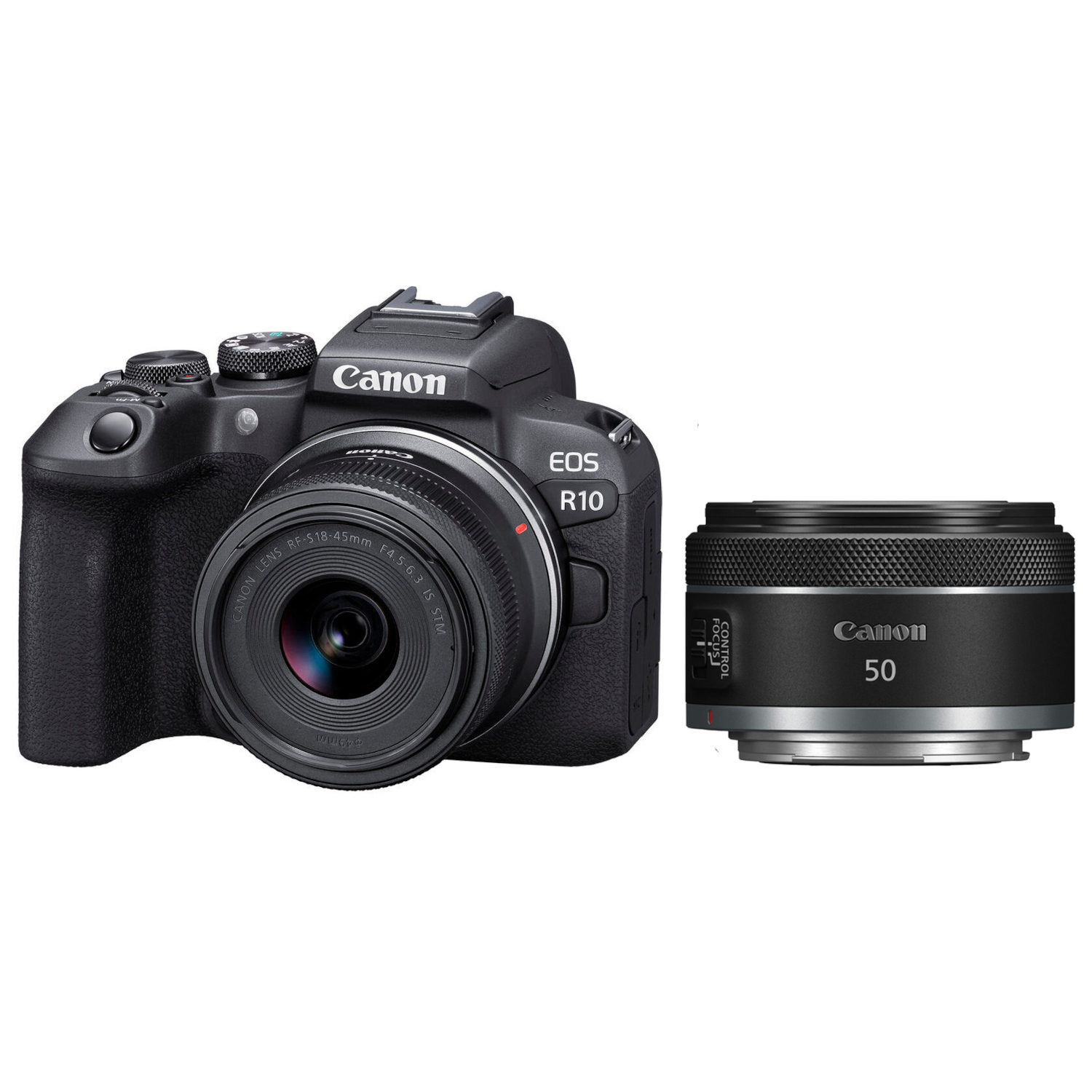 Canon Canon EOS R10 systeemcamera Zwart + RF-S 18-45mm f/4.5-6.3 IS STM + RF 50mm f/1.8 STM