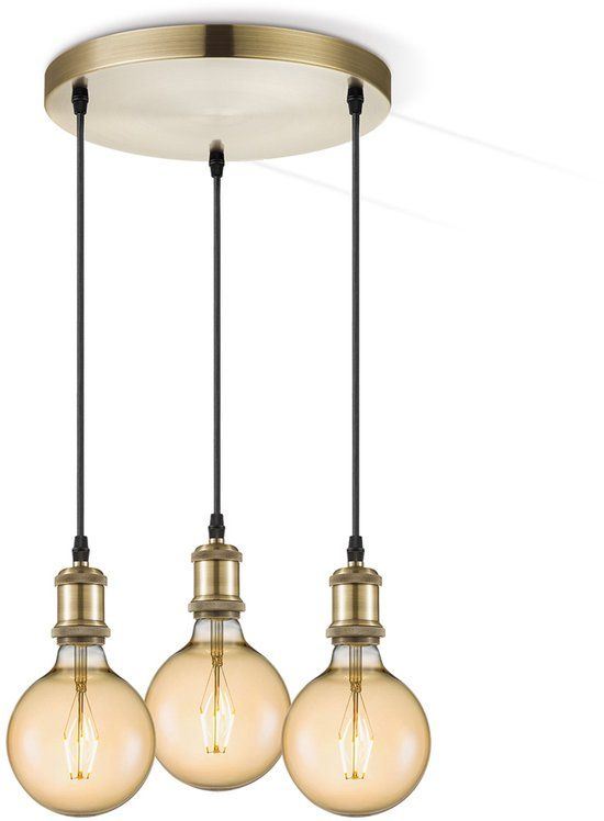 Home Sweet Home Vintage Hanglamp Metaal Messing 3-lichts