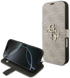 Guess 4G Big Metal Logo Book Wallet Case hoesje voor iPhone 17 Pro - Roze
