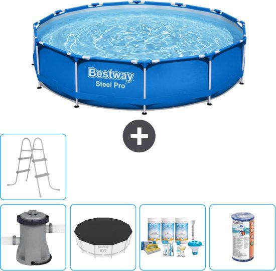 Bestway Steel Pro Rond Zwembad - 366 x 76 cm - Blauw - Compleet Pakket