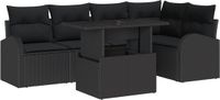 vidaXL Tuinset met 6 zitplaatsen, noir, en polyrotan