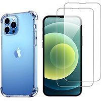 Phonillico® Schokbestendig hoesje voor iPhone 13 PRO en 2 gehard glas schermbeschermingsfilm