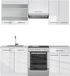 Vicco Fame-Line Unité de cuisine complète – 200 cm, WB Marbre Blanc laqué/blanc