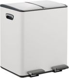 Relaxdays Prullenbak 2 vakken - 15 liter per vak - Afvalscheiding - Binnenemmers - Wit/Zilver