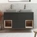 Hudson Reed Hoxton Meuble sous vasque suspendu 120cm Noir Gris avec étagère ouverte, éclairage LED et vasque à poser rectangulaire Gris (Pebble)