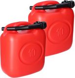 Storage solutions Koopman International Jerrycan - 2x - rood - 10 liter - 26 x 14 x 37 cm - met schenktuit - voor brandstof - benzine / diesel