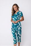 Pastunette Premium - Pyjama - Emerald Oasis - Viscose - Turquoise/Ecru - Maat 44