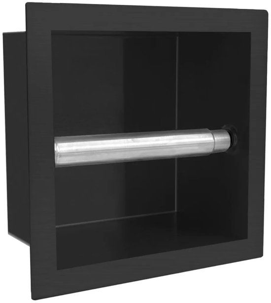 EAVY - Toiletrolhouder Inbouw Zwart RVS
