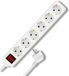 REV Multiprise - Multiprise 6 voies avec interrupteur lumineux - Câble 1,4 m - Max - 3500 W - Blanc