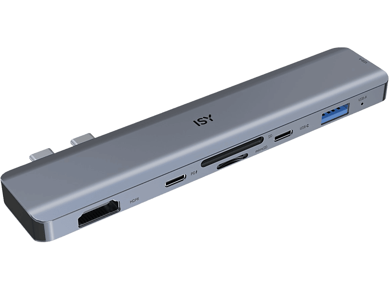ISY IAD 1021-1 Dual USB-C Multiport Adapter - Grey