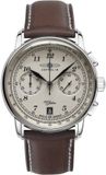 Zeppelin 7674-6 Polshorloge Heren Kwarts Leer Zilverkleurig Bruin 42 mm