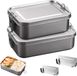 Unyqoos® Ensemble de boîtes à lunch en acier inoxydable avec compartiments étanches