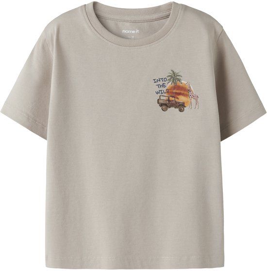 NAME IT NMMHUGO SS NREG TOP BOX Jongens T-shirt Katoen/Elastaan Chateau Gray Maat 98