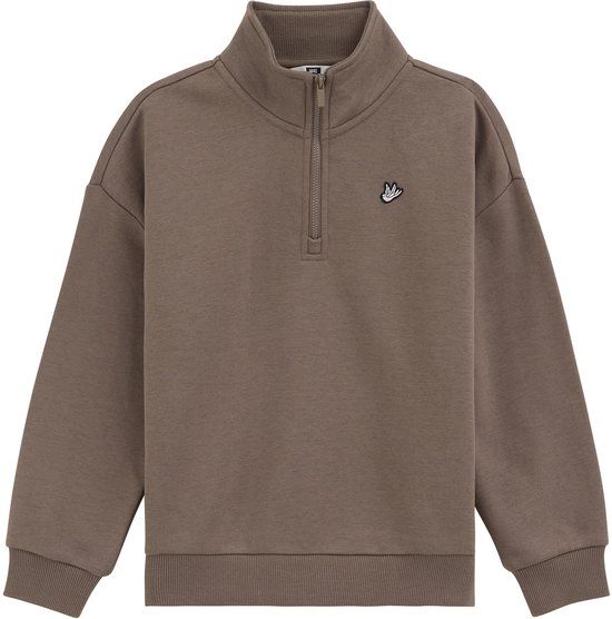 WE Fashion Jongens sweater met quarter-zip en embroidery