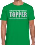 Bellatio Decorations Shoppartners Bv Groen Topper shirt in zilveren glitter letters heren - Toppers dresscode kleding M