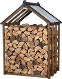 WONDERMAKE® Design Houten Houtrek met Dak, Houtopslagrek voor Buiten, Houtopslag, Kleine Houtopslag voor Buiten, 1.8 SRM, Bruin/Zwart