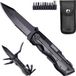 Travelhawk Couteau de poche - Couteau multifonction - 14-en-1 - Inox - Noir